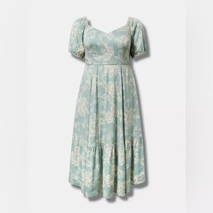 Torrid Lovely Jaco Midi Puff-Sleeve Tiered Dress